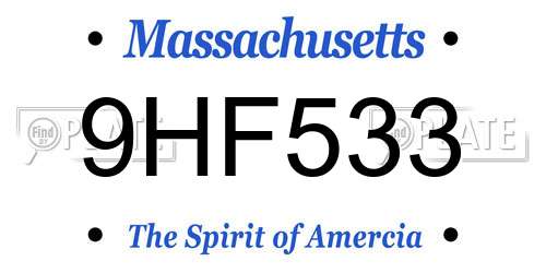 9HF533 Massachusetts License Plate
