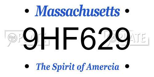9HF629 Massachusetts License Plate