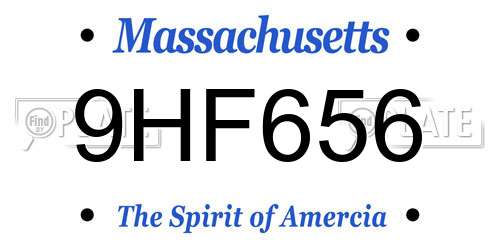 9HF656 Massachusetts License Plate