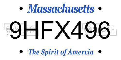 9HFX496 Massachusetts License Plate