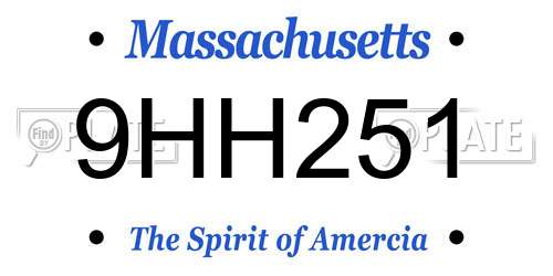 9HH251 Massachusetts License Plate