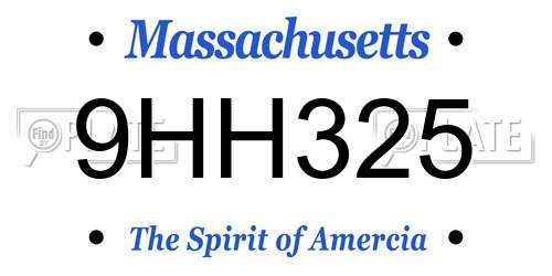 9HH325 Massachusetts License Plate