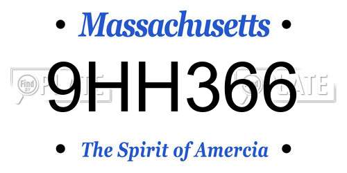 9HH366 Massachusetts License Plate