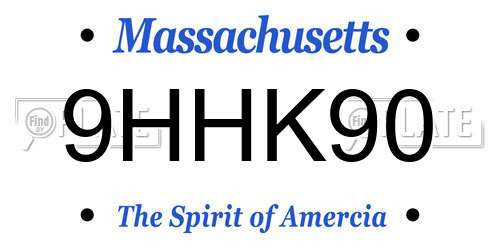 9HHK90 Massachusetts License Plate
