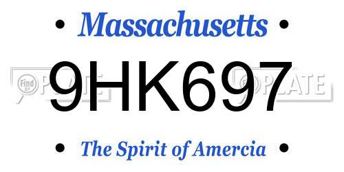 9HK697 Massachusetts License Plate