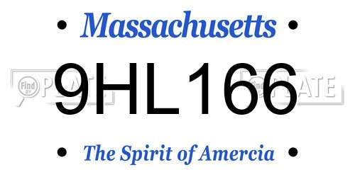 9HL166 Massachusetts License Plate