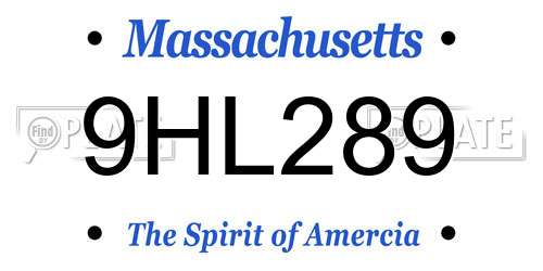 9HL289 Massachusetts License Plate