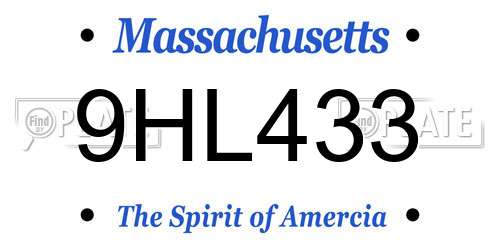 9HL433 Massachusetts License Plate