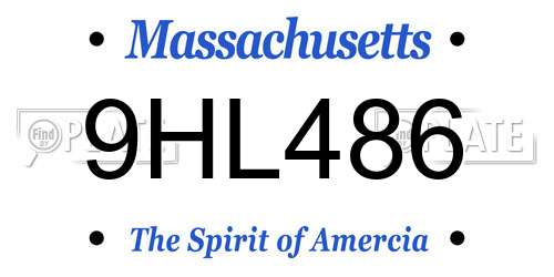 9HL486 Massachusetts License Plate