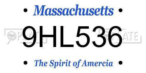 9HL536 Massachusetts License Plate