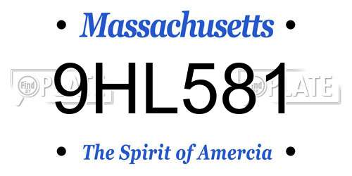 9HL581 Massachusetts License Plate