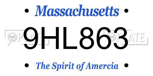 9HL863 Massachusetts License Plate