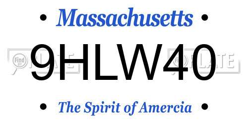 9HLW40 Massachusetts License Plate