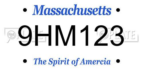 9HM123 Massachusetts License Plate