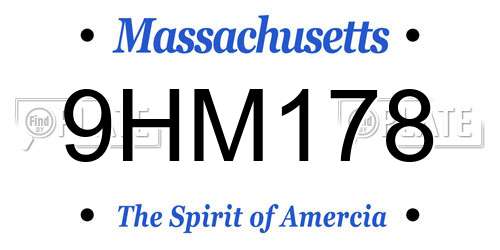 9HM178 Massachusetts License Plate