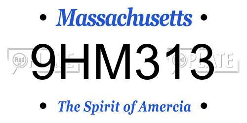 9HM313 Massachusetts License Plate