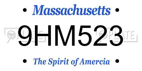 9HM523 Massachusetts License Plate