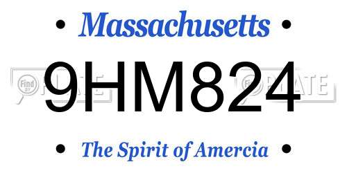 9HM824 Massachusetts License Plate