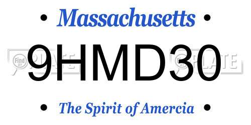 9HMD30 Massachusetts License Plate