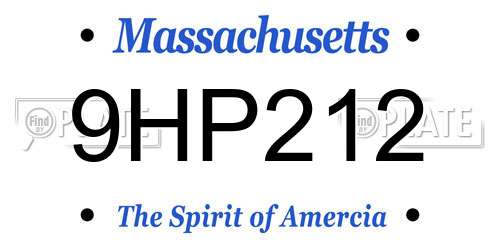 9HP212 Massachusetts License Plate