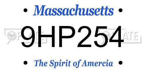 9HP254 Massachusetts License Plate