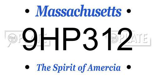 9HP312 Massachusetts License Plate