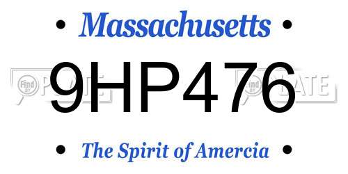 9HP476 Massachusetts License Plate