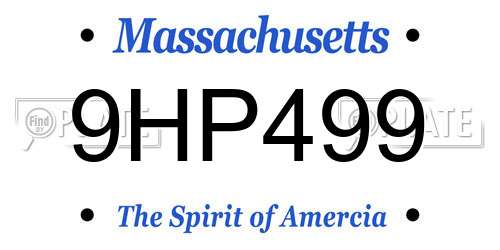 9HP499 Massachusetts License Plate