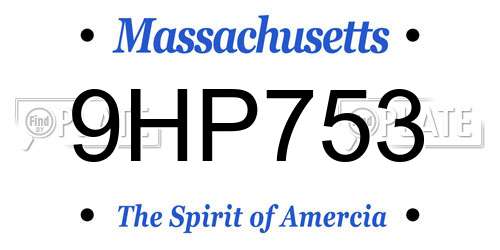 9HP753 Massachusetts License Plate