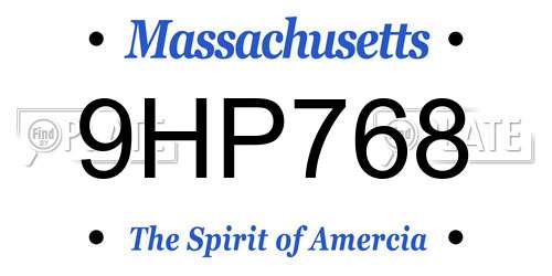 9HP768 Massachusetts License Plate