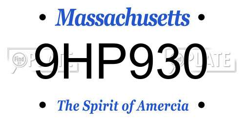 9HP930 Massachusetts License Plate