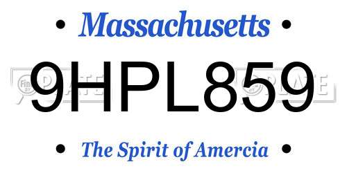 9HPL859 Massachusetts License Plate