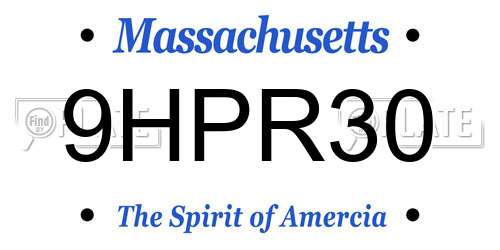 9HPR30 Massachusetts License Plate