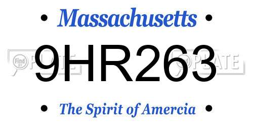 9HR263 Massachusetts License Plate