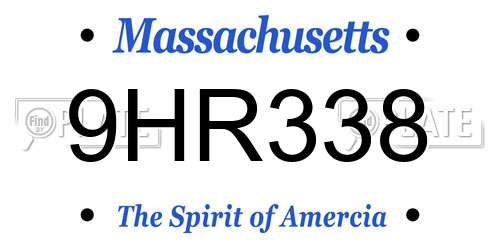9HR338 Massachusetts License Plate