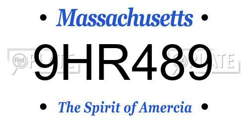 9HR489 Massachusetts License Plate