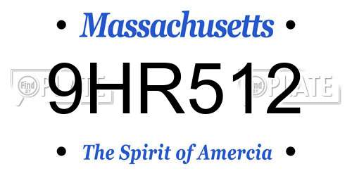 9HR512 Massachusetts License Plate