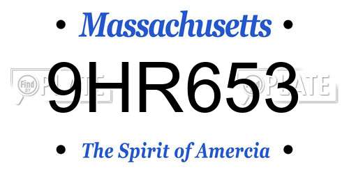 9HR653 Massachusetts License Plate