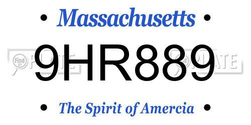 9HR889 Massachusetts License Plate
