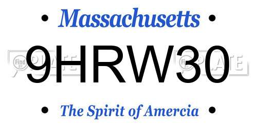 9HRW30 Massachusetts License Plate