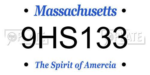 9HS133 Massachusetts License Plate