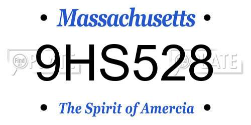 9HS528 Massachusetts License Plate