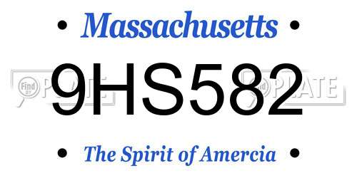 9HS582 Massachusetts License Plate