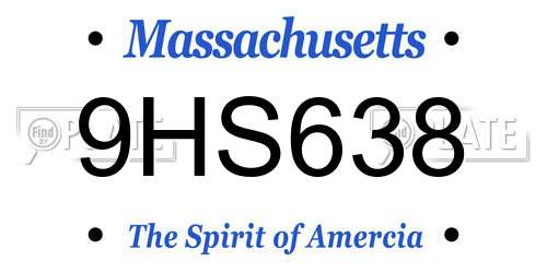 9HS638 Massachusetts License Plate