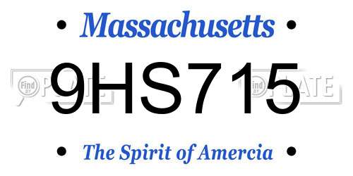 9HS715 Massachusetts License Plate