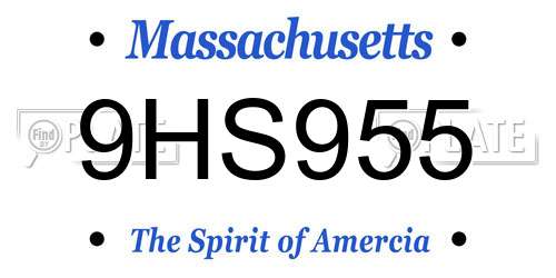 9HS955 Massachusetts License Plate