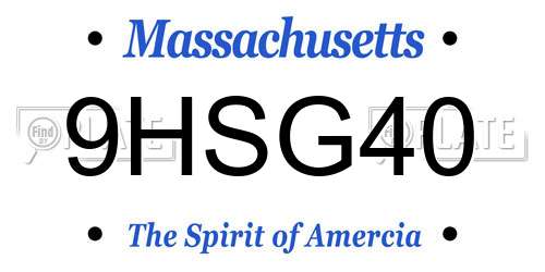 9HSG40 Massachusetts License Plate