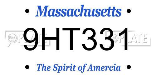 9HT331 Massachusetts License Plate