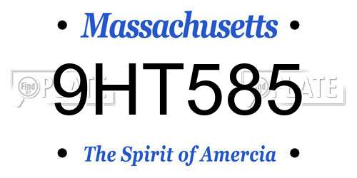 9HT585 Massachusetts License Plate