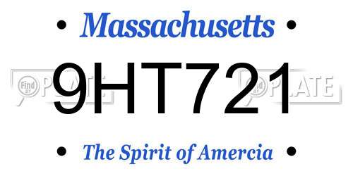 9HT721 Massachusetts License Plate